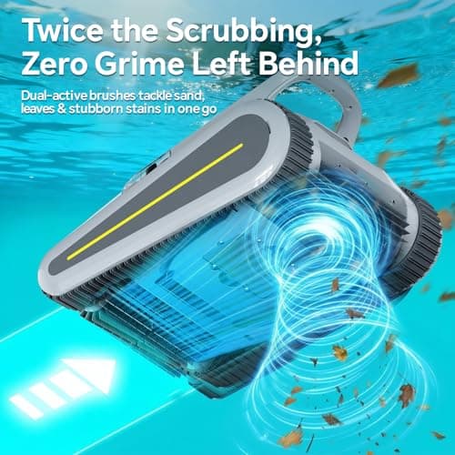 Pool Vacuum for Inground Pools & Above Ground Pool, Cordless Robotic Pool Cleaner with 180W Brushless Motor, 3-Hour Runtime, Wall-Climbing Pool Robot Scrubber for Pools up to 2150 Sq.Ft.
