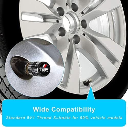 TACOMA Tire Valve Stem Cap Cover for Toyota TRD Sequoia Tundra 4Runner Trucks Belt O-Ring Seal Corrosion Resistant Tire Valve Stem Air Cap 4 Pack Black