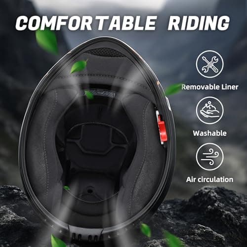 TRIANGLE Full Face Motorcycle Helmet Dual Visor Helmets for Adult Men and Women with Smoked Sunshield DOT Approved