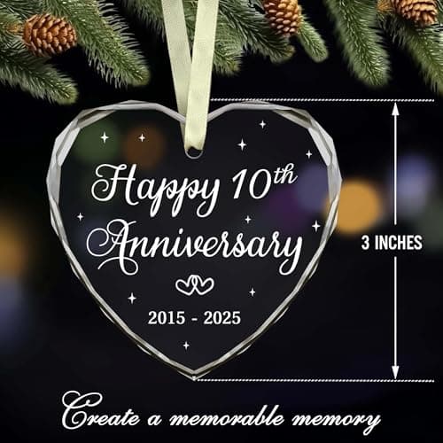 BSQUIELE Christmas Ornament for 10th Anniversary - Happy 10th Anniversary Ornament 2025-10th Wedding Ornament - 10 Year of Marriage Gifts for Couple - Birthday Gift for Husband, Wife
