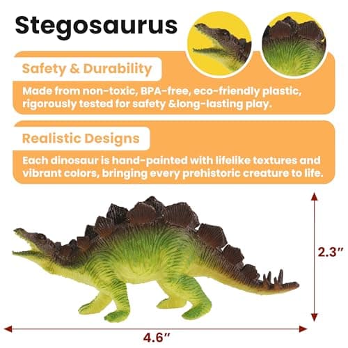 Zippytots Dinosaur Toys for Kids 3-5, 10 PCS Realistic Plastic Dinosaur Figure Toy Set Including T-Rex, Stegosaurus, Spinosaurus, Ideal Gift for Toddle