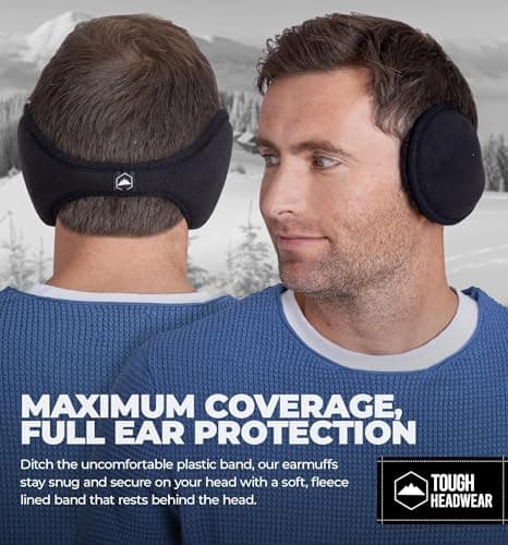 Tough Headwear Tough Headwear Warm Winter Ear Muffs For Men Women, Earmuffs Behind the Head, Fleece Ear Warmers, Ear Covers for Cold Weather