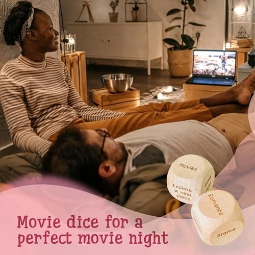 5 Year Anniversary Wood Gift for Him Her - 5th Anniversary Wedding Gifts for Wife Husband, Five Years of Marriage Date Ideas, Wooden Game Date Night Dice for Couples