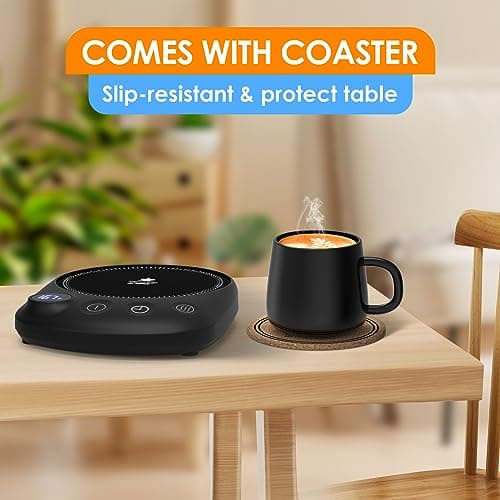 Coffee Mug Warmer-Fastest Heating & Highest Temperature, Coffee Cup Warmer for Desk Auto Shut Off, 4 Temp Settings & 1-12H Timer, Smart Electric Mug & Candle Warmer for Coffee, Tea (Black) B0CC8DS2S5