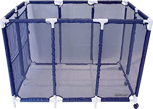 Modern Blue Pool Storage Bin - XX-Large | Nylon Mesh Basket Organizer For Your Goggles, Beach Balls, Floats, Swim Toys & Accessories | Air Dry Items Quickly & Easily Roll To Your Home Garage or Shed
