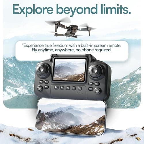 Falcon X 4K Drone - 4K UHD Camera Drone, Built-in Screen Remote Controller, WiFi FPV Foldable Quadcopter for Beginners & Adults, Includes 3 Batteries, SD Card & Reader