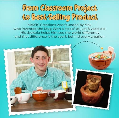 MAX'IS Creations The Mug with a Hoop Basketball Mugs Novelty Coffee Mugs Hot Chocolate Mug Coach Sports Basketball Gifts for Boys 8-12 Accessories Stuff, Funny Christmas Gifts for Kids Family, 16oz