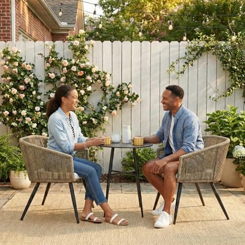 Best Choice Products Set of 2 Patio Dining Chairs, Outdoor Seating for Backyard, Poolside, Balcony w/Woven Wicker Design, 250lb Weight Capacity - Natural/Ivory