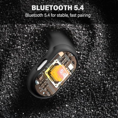 Open Ear Headphones, Bluetooth 5.4 Wireless Earbuds Premium Sound with HD Mic, 48H Playtime LED Power Display Auto Pairing Ear Buds, IPX7 Lightweight Comfort Earphones for Sporting, Working, Black