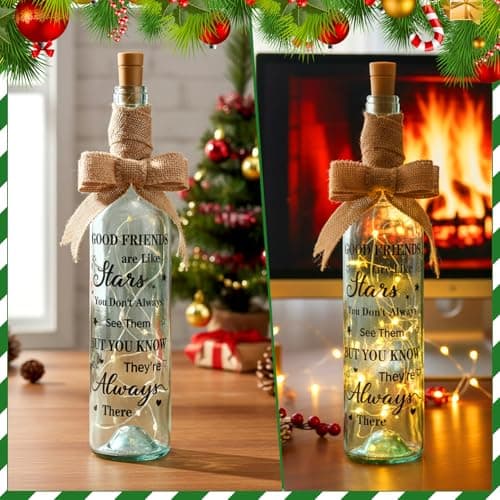 Friendship Gifts for Women Christmas 2026 Lighted Wine Friendship Bottle Holiday Unique Friends Gift for Girlfriend Men Birthday Wine Bottle Light Christmas Table Centerpieces Decorations