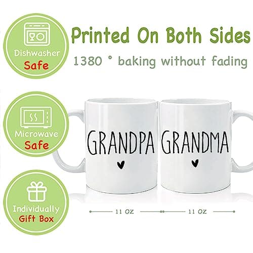 Promoted to Grandpa Grandma Mugs Set Gift for New Grandparents 2026, Baby Reveal Pregnancy Announcement Gifts for Grandparents, 2026 First Time Grandparents Gift for Couples, Grandparents to Be