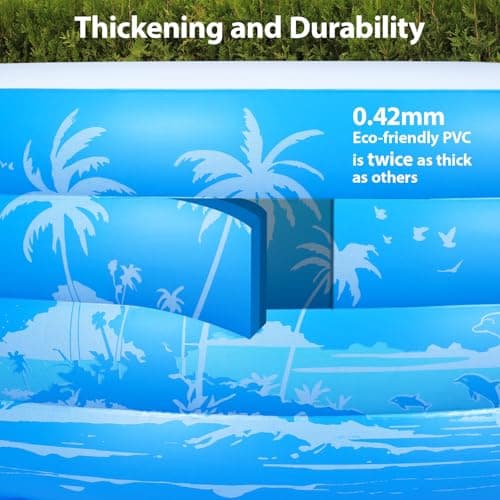Inflatable Swimming Pool, 102” x 63” x27” Full-Sized Large Inflatable Pool with Seats Handles, Extra Large Blow Up Durable Thickened Pools for Outdoor, Garden, Backyard.