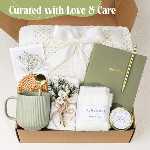 OHATOS Birthday Gifts for Women, Self Care Gifts for Women, Care Package Gift Basket, Thank You,Sympathy Cozy Gift Set for Best Friend Sister Mom, Girls,Girlfriend, Wife, Coworker B0GHQRC115