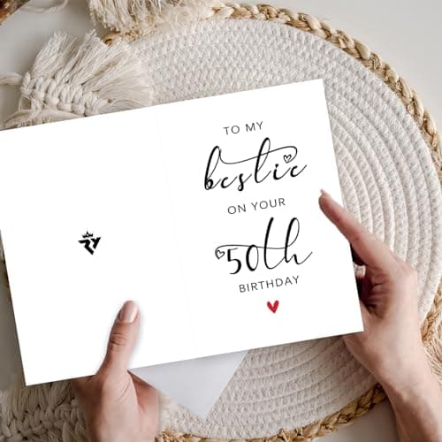 Bestie 50th Birthday Card, 50th Birthday Card for Her Women Best Friend, 50th Birthday Gifts for Sister Female Friend, To My Bestie On Your 50th Birthday