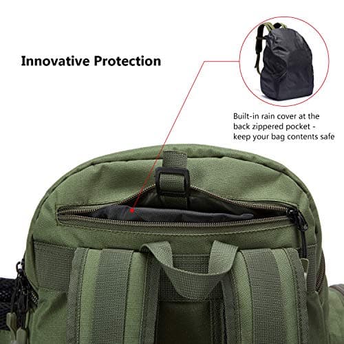 BASSDASH Fishing Tackle Backpack Water Resistant Tactical Bag Soft Tackle Box with Rod Holder and Protective Rain Cover