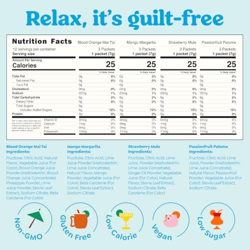 Craftmix Variety Pack, Makes 12 Drinks, Skinny Cocktail Mixers, Mocktails Non-Alcoholic Drinks - Made With Real Fruit - Vegan Low-Carb, Low-Sugar, Non-GMO, Dairy Free, Gluten Free, Easy to Mix
