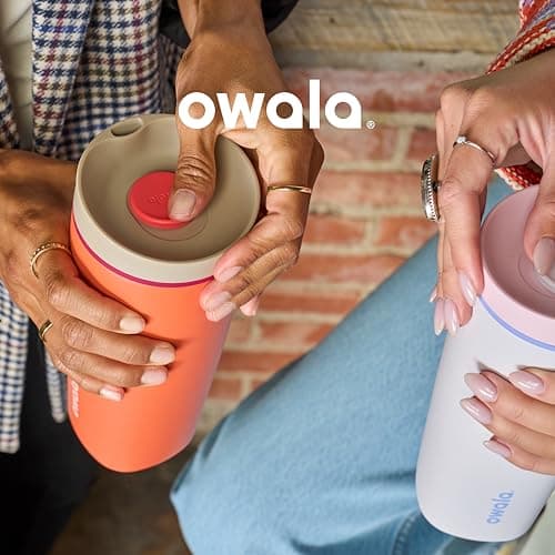 Owala SmoothSip Slider Insulated Stainless Steel Coffee Tumbler, Reusable Iced Coffee Cup, Hot Coffee Travel Mug, BPA Free 20 oz, Vanilla Bean B0DF49ML4P