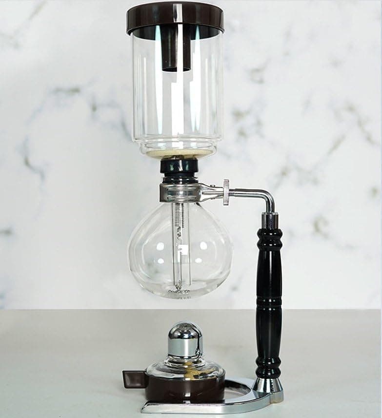 Generic 5-Cup Siphon Coffee Maker, BS Glass Syphon Coffee Pot, Vacuum Coffee Maker, Retro Vintage Siphon Coffee Brewer 600ml Capacity with Stainless Steel Bracket Base, Clear, HWN853