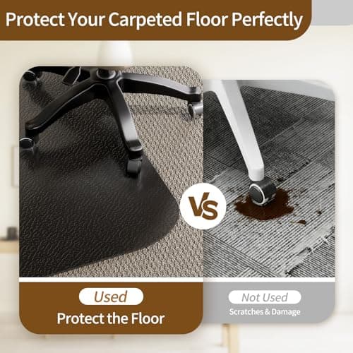 Office Chair Mat for Carpet 48”x 60”, Heavy Duty Desk Chair Mat for Low Pile Carpet with Cleats, Black Plastic Floor Mat for Gaming Chair, Smooth Rolling Carpet Chair Mat Protector