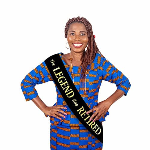 The Legend Has Retired Sash – Elegant Black and Gold Foil Legendary Sash for Both Women and Men & a Large Gold Safety Pin. Perfect for Retirement Parties