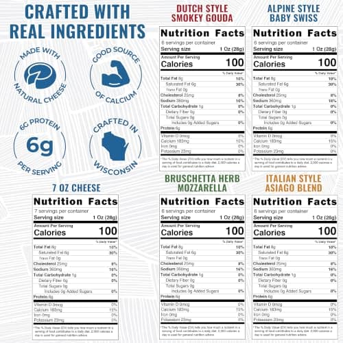 Garlic, Smokey Cheddar, Sharp Cheddar, Pepper Jack, Gouda, Swiss, Mozzarella & Italian Blend – Gluten Free, Keto & Paleo Farmers Market Wisconsin Cheese Artisan Gift Set for Charcuterie, 8 Count B0CRMBJ81D