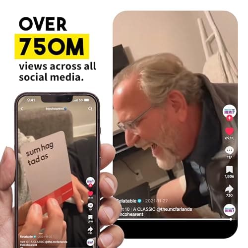 WHAT DO YOU MEME? Incohearent, The Guess The Gibberish Party Game by Relatable, A Funny Card Game for Adults, Great for Game Night Games, Includes 400 Cards, Instructions, and 1 Sand Timer