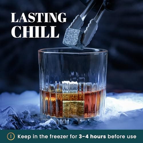 Whiskey Stones Gift Set by Royal Reserve – Artisan Crafted Reusable Chilling Rocks for Scotch Bourbon – Stocking Stuffer for Men - Whiskey Gifts for Husband Guy Dad Boyfriend