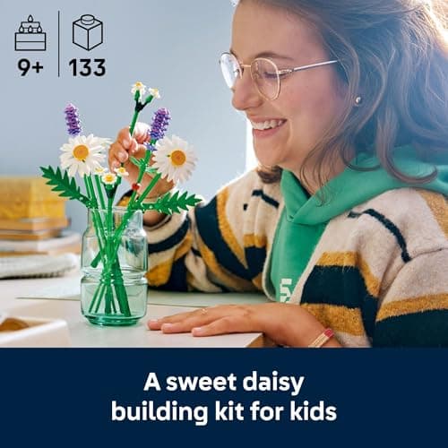 Building Toys for Girls & Boys, Ages 9+, Artificial Flowers Craft Kit, Home Décor & Display, 133 Pieces, Gift for Kids LEGO Botanicals Daisies 11508 B0FMS7CRHX