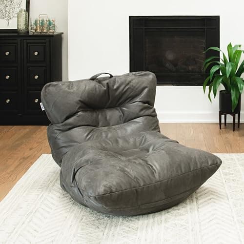 Big Joe Roma Gaming Bean Bag Chair for Kids, Teens, Adults, Shadow Graphite Vintage Suede, 3 Foot Lightweight Refillable