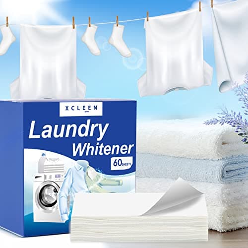 Xcleen Laundry Whitener Sheets 60 count, Chlorine Free, Fragrance Free Bleach for White Clothes, Safe for Use in All Washing Machines