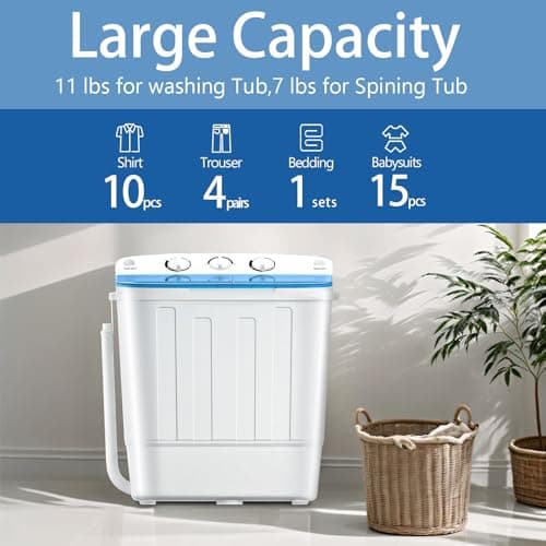 DOGHLY Portable Washer and Dryer Combo Set, 32 lbs Portable Clothes Dryers, 5 Drying Modes, 18 lbs Fully Automatic Washing Machine, Compact Washer and Dryer for Apartment, RV, Dorm