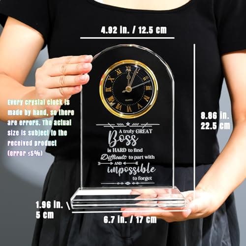 Ornalrist Boss Gifts for Men Women Crystal Clock, Gifts for Retirement Female Boss - Boss Appreciation Gift for Men, Boss's Day Gift Idea - Boss, Mentor, Leader Desk Office Home Decor