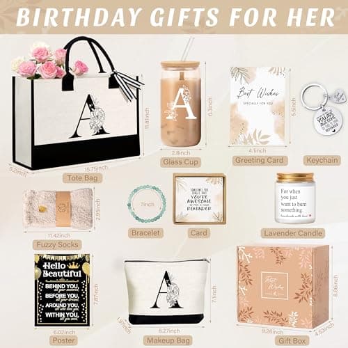 Birthday Gifts for Women, Monogrammed Initial Gift for Teacher Wife Mom, Tote Bag B0FCXSQBTR