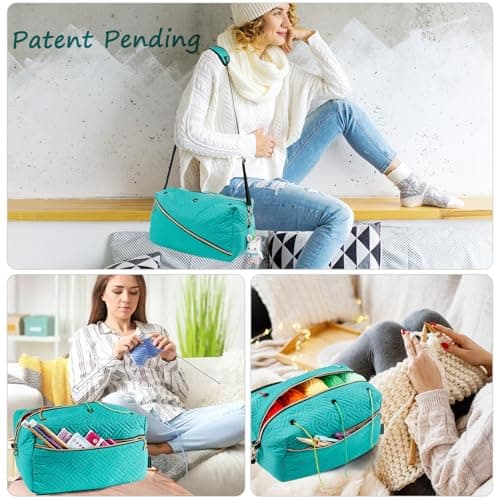 Crochet Bag Organizer - Knitting Bag - Yarn Storage Organizer - Yarn Bag for Crocheting - Yarn Holder for Crochet Accessories, Knitting Needles, Crochet Hooks, Crocheting & Knitting Gifts,