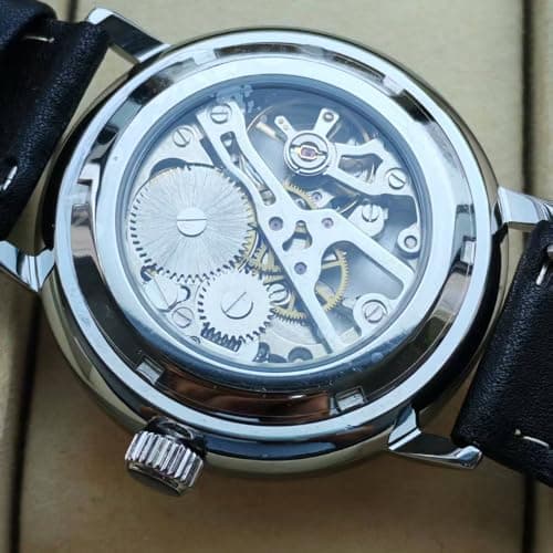 Boyarca Vintage Mechanical Watch with Domed Glass Watch Mirror and 40mm case, Casual and Minimalist Manual Winding Mechanical Wrist Watch for Men and Women