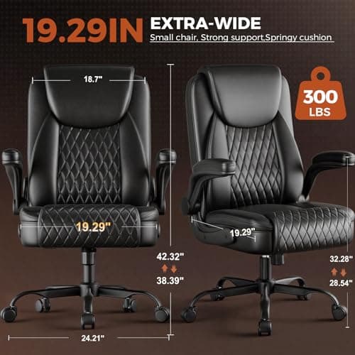 COMHOMA Leather Office Chair Ergonomic Computer Gaming Chair with Comfy Back Support, Executive Mid-Back,Small Gmaing Chair with Adjustable Armrests, for Short People Use, Rolling Swivel for Adults