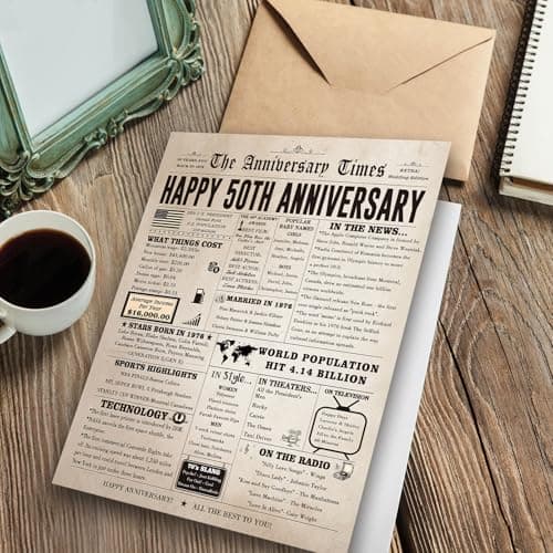 Jumbo 50th Anniversary Card for Women Men, Funny 50th Wedding Anniversary Decorations for Mom Dad, Romantic 50 Year Anniversary Card Gift for Wife Husband, Golden Wedding Gift