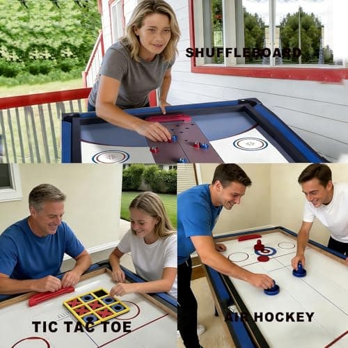6 in 1 Multi Game Table Folding Pool Table, Billiard, Hockey, Table Tennis, Bowling, Shuffle Board and Tic Tac Toe with All Accessories