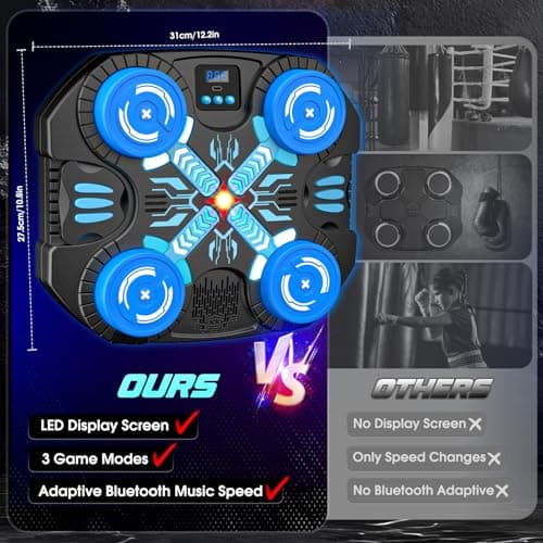 Boxing Machine with Music for Kids Sports Toy-3 Game Modes & 14 Levels, 4 5 6 7 8 9 10 Year Old Boy Girl Christmas Toys Birthday Gifts, Wall Mounted Bluetooth Punching Target with Scoring & Gloves