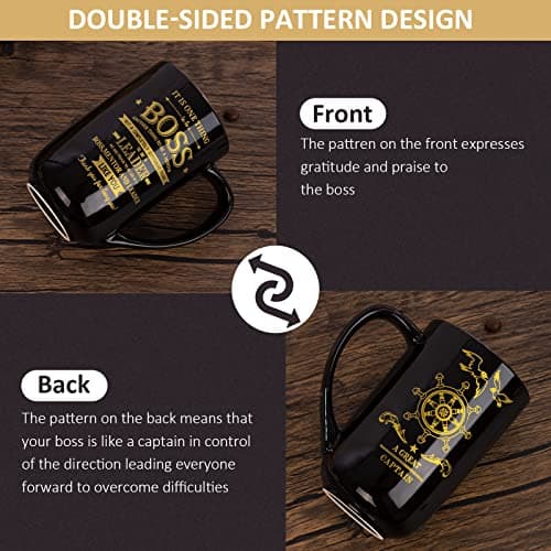 Boss Gifts - Best Bosses Day Gifts for Men Women - Funny Office Christmas Appreciation Gift for Boss Lady, Manager, Leader Female Male Birthday, Large 18 Oz Metal Glaze Ceramic Mug with Nice Gift Box