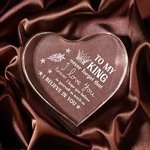 Gifts for Boyfriend, I Love You Gifts for Him, Men's Anniversary Heart Shaped Acrylic Block - Christmas Birthday Gifts for Him Boyfriend Husband, Valentines Day Gifts