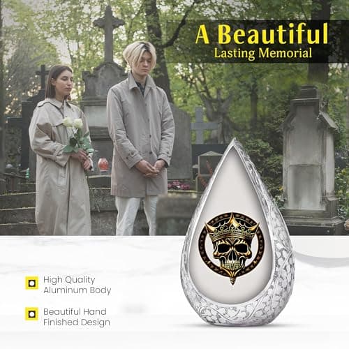 Pirates King Golden Skull Burial Small Urns for Adult Male Female Ashes - Drop Handcrafted Cremation Urn for Human Ashes - Remembrance Gift for Loss - Burial Cremains Containers (3 Inch) B0FBGQTX24