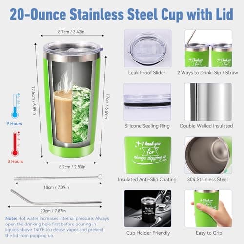 6 Set/36 Pcs Teacher Employee Appreciation Gifts Bulk - 20 Oz Insulated Tumblers, Steel Straw & Cleaner, Gift Bag, Inspirational Notebook, Motivational Pen - Thank You Gift for Coworker, Nurses B0GVYGNVQM