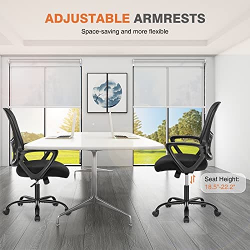 Sweetcrispy Home Office Managerial Executive Chair with Ergonomic Design, Mid-Back Mesh Swivel, Comfortable Lumbar Support, Comfy Arms for Bedroom,Study,Student, Black
