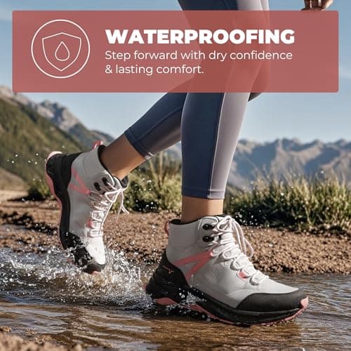 NORTIV 8 Women's Hiking Boots Waterproof Lightweight Outdoor Trekking Comfortable Non-Slip Backpacking Camping Ankle Boot Hollow