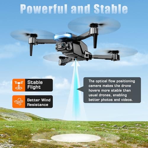 Drone with Camera, 1080P FPV Foldable Drone with Stable Altitude Hold, Gravity Control, Trajectory Flight, 90° Adjustable Lens, One Key Take Off, 2 Batteries, RAGPIP X66 Drone Toy for Kids Adult Beginners