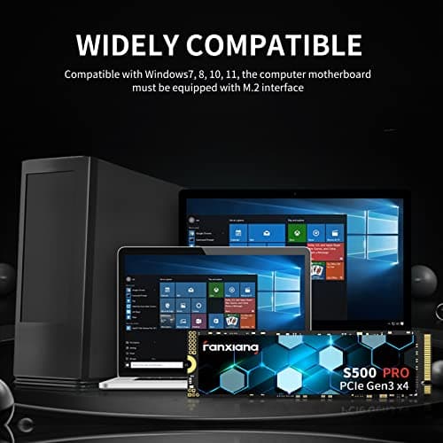 fanxiang S500 Pro 256GB NVMe SSD M.2 PCIe Gen3x4 2280 Internal Solid State Drive, SLC Cache 3D NAND TLC, Up to 3200MB/s, Compatible with Laptop and PC Desktops(Black)