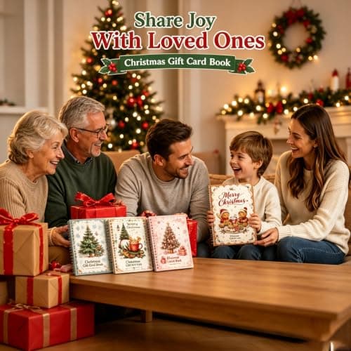 Spiral Bound Birthday Gift Card Booklet for Gift Cards, with 12 Self‑Adhesive Dots,DIY Christmas Xmas Gift Card Book for Kids Christmas Gift Card Book, Merry Christmas Gift Card Book for Adults Teens B0HDBFVP2T