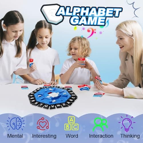 Word Game with LED Display, Alphabet Games, Fast-Paced Family Board Game for Learning Playing Game Gifts for Ages 3+ (Blue)