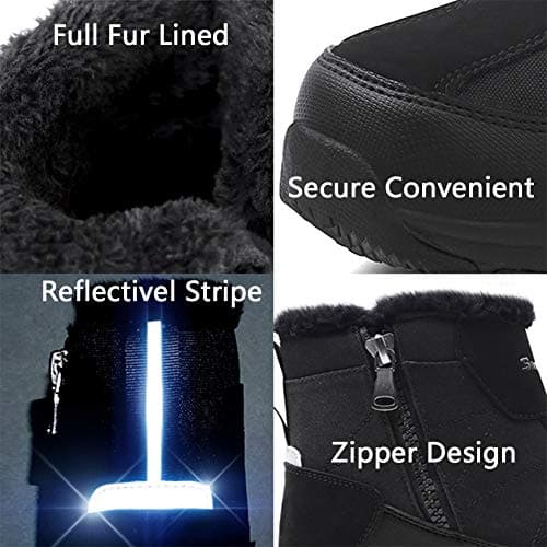 SILENTCARE Men's Warm Snow Boots, Fur Lined Waterproof Winter Shoes, Anti-Slip Lightweight Ankle Boot